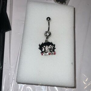 Betty Boop, crystals belly button body piercing ring NW VINTAGE HARD TO FIND